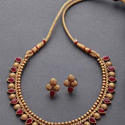 Anouk Gold-Plated Cubic Zirconia-Studded Antique Jewellery Set-picture-29