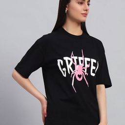 GRIFFEL Women Printed Pure Cotton Pockets T-shirt-picture-29