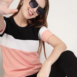 Mast & Harbour Color-Blocked Round Neck T-Shirt & Trousers Co-Ord Set image 2