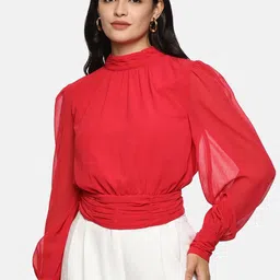 ISU Women Cuffed Sleeves Blouson Top-image-0