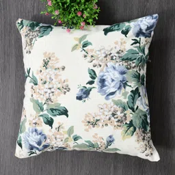 Clasiko Beige & Blue Set of 2 Printed Square Cushion Covers image 2