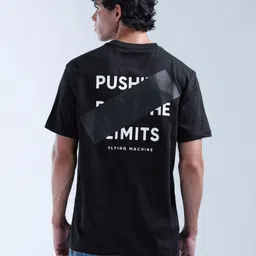 Flying Machine Typographic Printed Round Neck Relaxed Fit Cotton T-shirt image 4