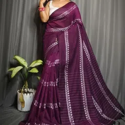 RIDDHIMAN FASHION Ethnic Motifs Embroidered Handloom Khadi Saree-picture-27