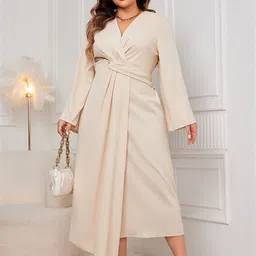 Sztori Draped Plus Size Fit & Flare Midi Dress image 4