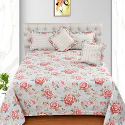 MORADO White & Red Floral Polycotton 7 Piece Double Queen Superfine Bedding Set-picture-30