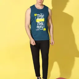 WOOSTRO Men Pack Of 2 Typography Sleeveless Printed Slim Fit T-shirt image 5