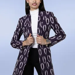 Talethread Ikat Printed Cotton Open-Front Casual Blazer-picture-38