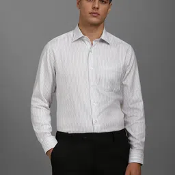 Louis Philippe Men Classic FitSpread Collar Vertical Striped Cotton Formal Shirt-image-42