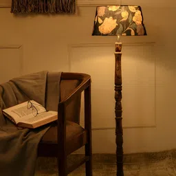 green girgit Black & Blue Printed Wooded Floor Lamps-image-95