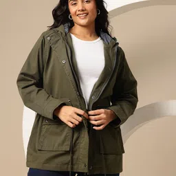 Sztori Plus Size Hooded Pure Cotton Tailored Jacket image 1