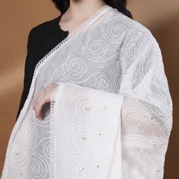 Zamour Embroidered Pure Cotton Dupatta with Sequinned image 2