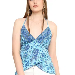 GALE GIRLS Women Ethnic Motifs Print Halter Neck Bohemian Wrap Top-image-21