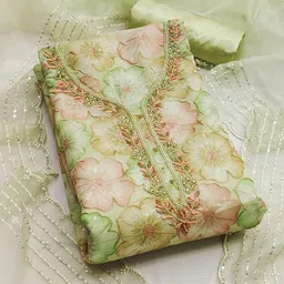 SAINOOR Floral Embroidered Sequinned Organza Semi-Stitched Dress Material-picture-38