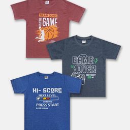 Here&Now X Game Begins Boys Pack Of 3 Assorted Printed T-shirts-picture-14