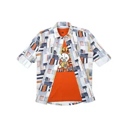 CAVIO Boys Spread Collar Abstract Printed Cotton Casual Shirts & T-Shirt-picture-11