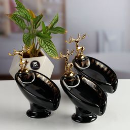Kookee Black & Gold Toned Printed Ceramic Soap Holder-picture-26