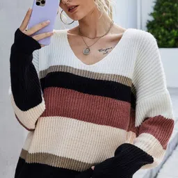 StyleCast Women Colourblocked V-Neck Pullover Sweaters-image-84