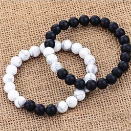 HIGH TRENDZ Unisex 2 Set Of 2 Artificial Beaded Couple Elasticated Bracelet-picture-31