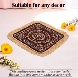 Kuber Industries 6-Pcs Beige & Maroon Printed Pooja Mats image 2