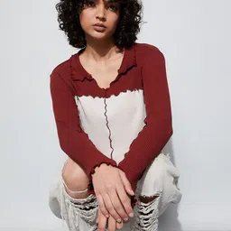 Ginger by Lifestyle Women Ribbed Ruffles Shirt Collar Cotton Crop Top-picture-36