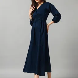 Femvy Gathered Or Pleated Fit & Flare Maxi Dress image 4