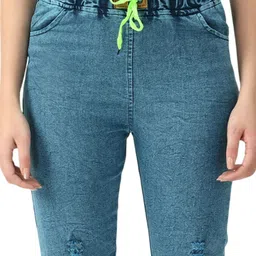 NEUNK Women Comfort Skinny Fit Mid-Rise Low Distress Light Fade Stretchable Jeans image 3