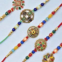 MEIRA JEWELLERY Pack Of 5 Rakhi Gift Set-picture-17