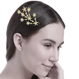 GOWRI TEX Women Five pointed Star Golden Alligator Hair Clip-picture-11