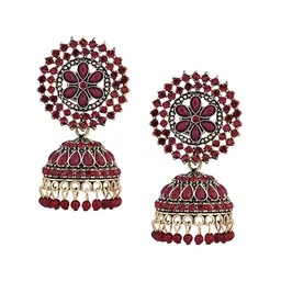 JMBW INTERNATIONAL Gold-Plated Stone Studded Dome Shaped Jhumkas-picture-23