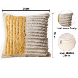 Decazone Yellow & White 2 Pieces Geometric Printed Cotton Cushion Covers image 3