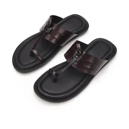 STEPHORN Men's Leather Toe-Loop Slippers with Padded Footbed-picture-37