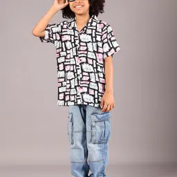 V-Mart Boys Abstract Printed Spread Collar Casual Shirt image 5