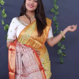 amirat Woven Design Zari Pure Silk Kanjeevaram Saree image 4