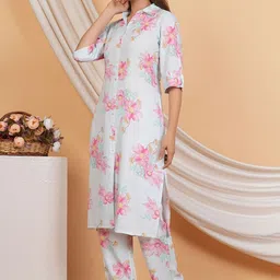 KALPARUN Women Floral Printed Regular Kurta with Trousers image 4
