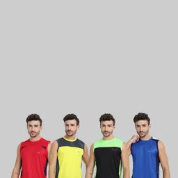 FTX Pack Of 4 Colourblocked Round Neck T-shirts image 4
