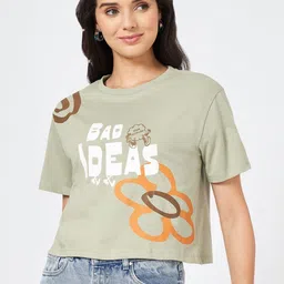 People Women Typography Printed Round Neck Cotton Boxy T-shirt-picture-39