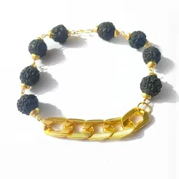 Divine souvenirs Unisex Gold-Plated Artificial Beaded Link Bracelet image 2