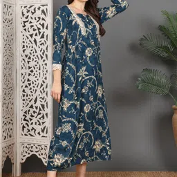 Claura Women Printed Maxi Nightdress image 4