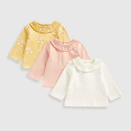 mothercare Girls Pack Of 3 Floral Printed Cotton T-shirts-image-17