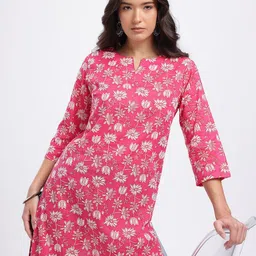 Anouk Rustic Floral Printed Notched Round Neck Pure Cotton Kurta-picture-16