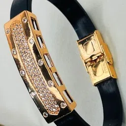 RKB Sales Men American Diamond Rose Gold-Plated Wraparound Bracelet-image-62