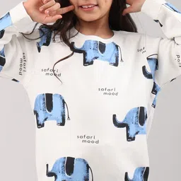 Anthrilo Girls Elephant Safari Printed Long Sleeves Sweatshirt With Joggers image 3