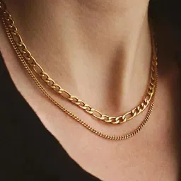 DIMPLERY Women Gold-Plated Layered Necklace with Lobster Closure-picture-34