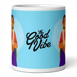 Mr UVD White & Blue Graphic Printed Ceramic Glossy Mug 350 ml image 4