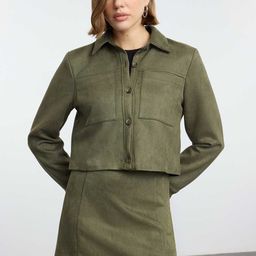 Trendyol Women Spread Collar Solid Casual Tailored Jacket-image-35
