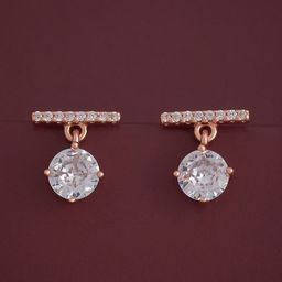 Kushal's Fashion Jewellery 92.5Silver Rose Gold-Plated CZ Drop Earrings-picture-41