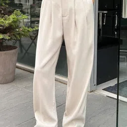 BROADSTAR Women Smart Loose Fit High-Rise Easy Wash Pleated Trousers-picture-30