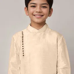 DEVOILER Boys Mandarin Collar Dupion Silk Straight Kurta image 4