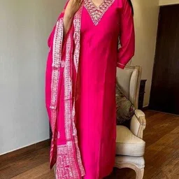 LIZORD FAB Women Ethnic Motifs Embroidered Regular Kurta with Palazzos & With Dupatta-picture-18