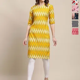 7Threads Women Floral Printed Pack Of 6 Round Neck Kurtas-image-18